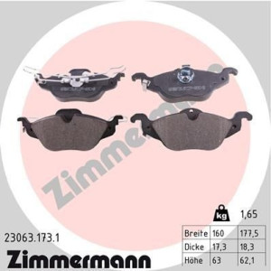 Pastiglie freno Anteriore per Opel Vauxhall Astra G Zafira A ZIMMERMANN 23063.173.1