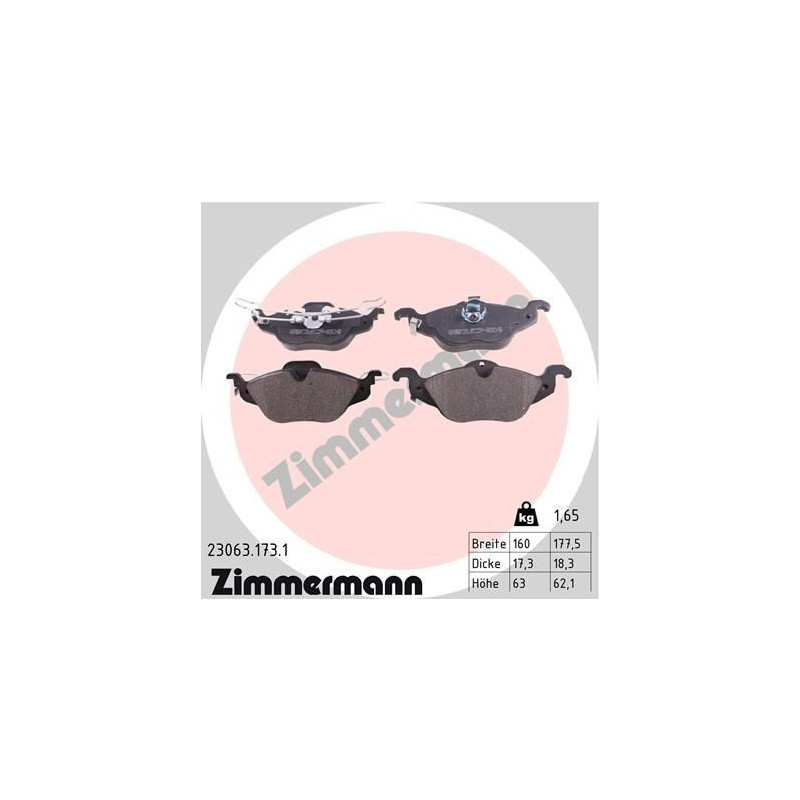 Brzdové platničky Predné pre Opel Vauxhall Astra G Zafira A ZIMMERMANN 23063.173.1