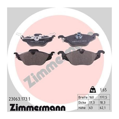 Pastiglie freno Anteriore per Opel Vauxhall Astra G Zafira A ZIMMERMANN 23063.173.1