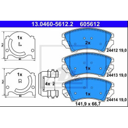 FRONT Brake Pads for Chevrolet Opel Saab ATE 13.0460-5612.2