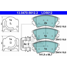 FRONT Brake Pads for Chevrolet Opel Saab ATE 13.0470-5612.2
