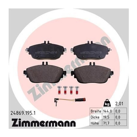 Brzdové platničky Predné pre Mercedes A B CLA ZIMMERMANN 24869.195.1