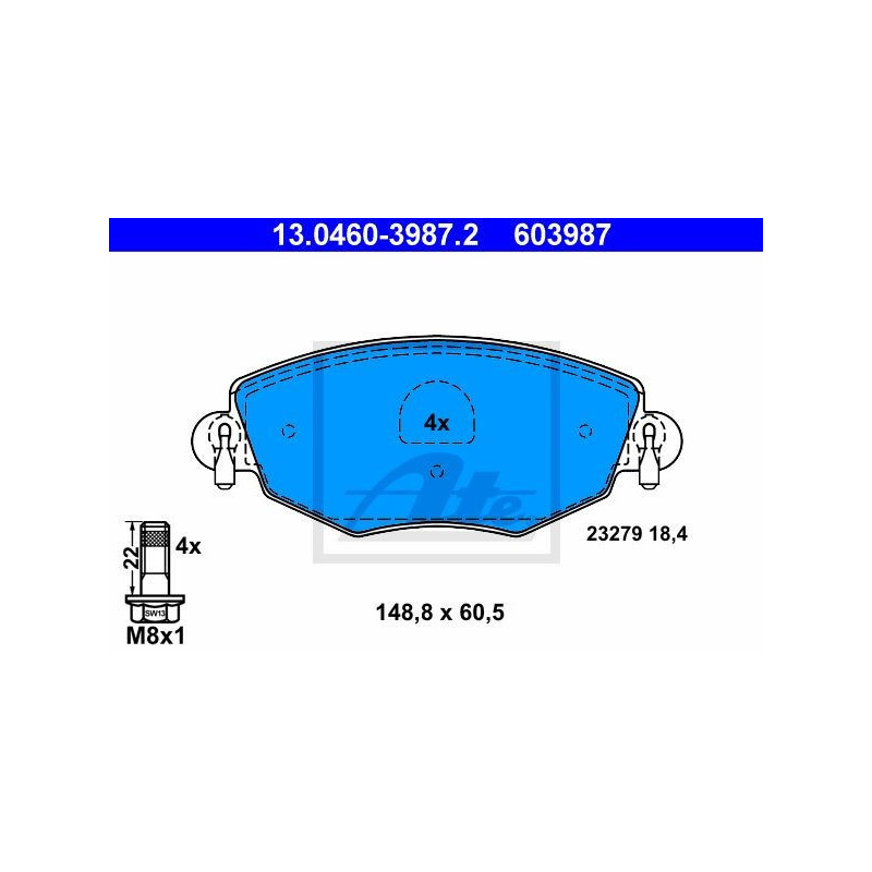 ATE 13.0460-3987.2 Brake Pads Set Front for Mondeo X-Type