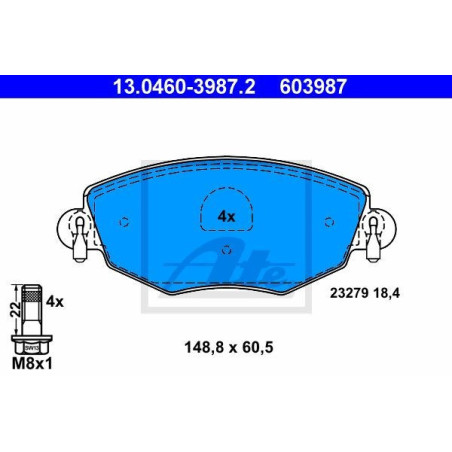 ATE 13.0460-3987.2 Brake Pads Set Front for Mondeo X-Type