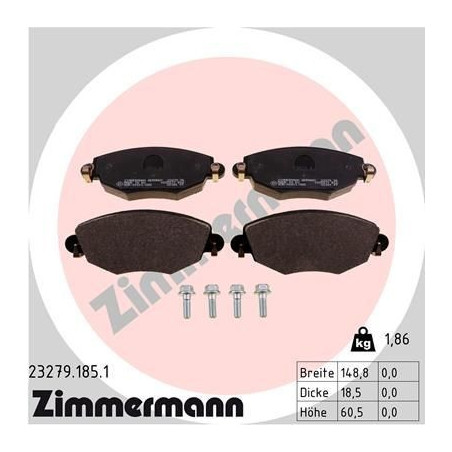 Klocki hamulcowe Przód dla Ford Mondeo Jaguar X-Type ZIMMERMANN 23279.185.1