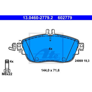 ATE 13.0460-2779.2 Brzdové platničky predné pre Mercedes CLA B A GLA