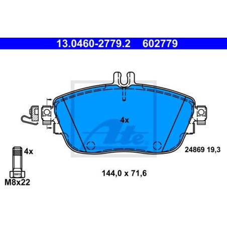 ATE 13.0460-2779.2 Pastillas de freno delantero para Mercedes CLA B A GLA