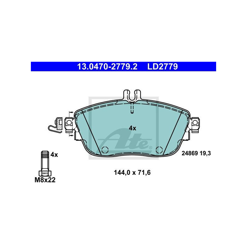 ATE 13.0470-2779.2 Brake Pads Set Front for Mercedes CLA B A GLA