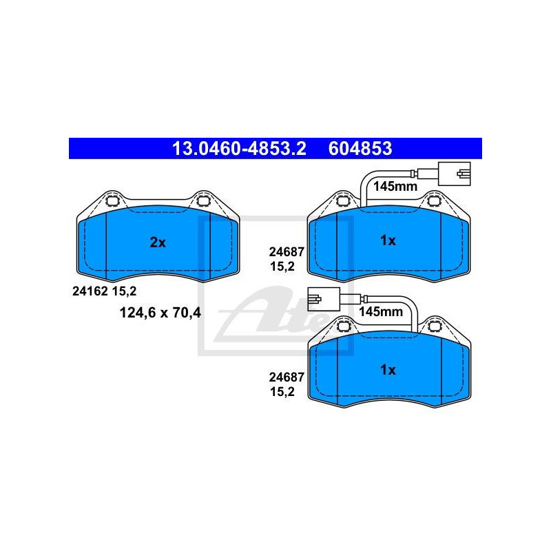 ATE 13.0460-4853.2 Plaquettes de frein avant pour MiTo Punto 500