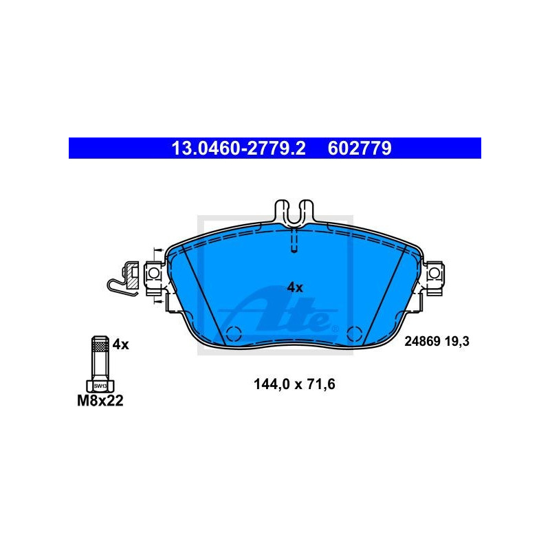 FRONT Brake Pads for Mercedes-Benz A B CLA ATE 13.0460-2779.2