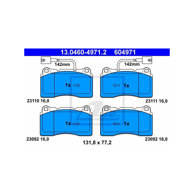 ATE 13.0460-4971.2 Brzdové destičky přední pro Giulietta 166 Brera Spider 159 Kappa