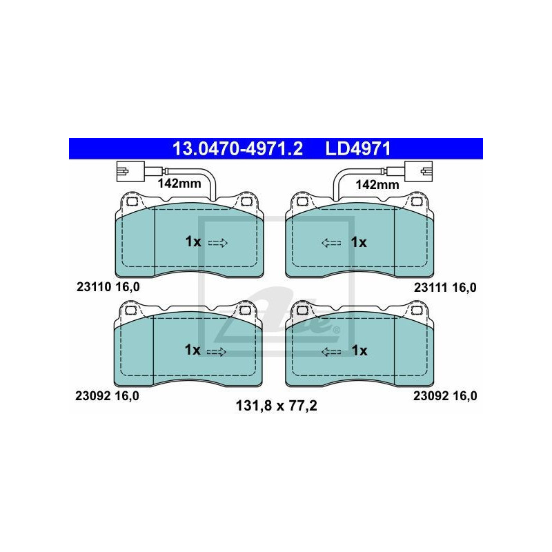 ATE 13.0470-4971.2 Pastiglie freno anteriore per Giulietta 166 Brera Spider 159 Kappa