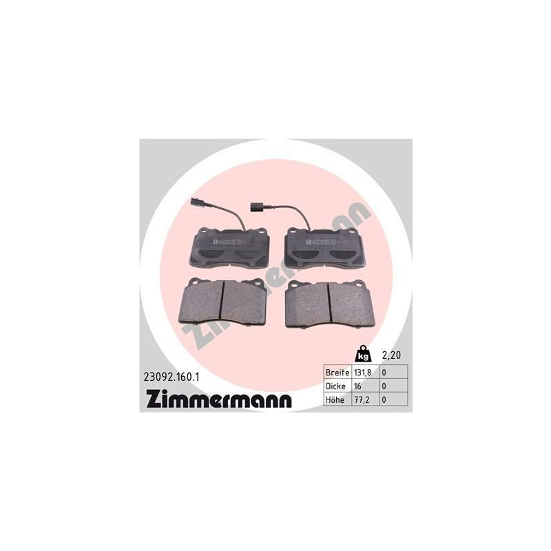 Plaquettes de frein Avant pour Alfa Romeo Lancia ZIMMERMANN 23092.160.1