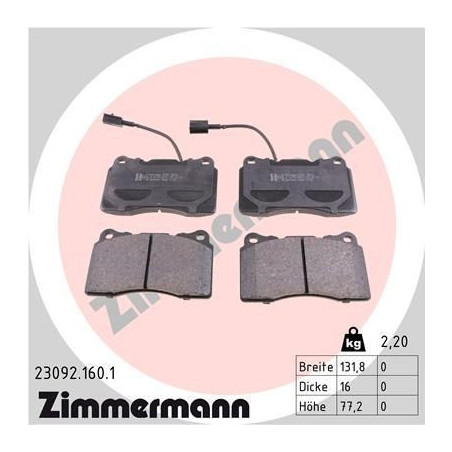 Brzdové platničky Predné pre Alfa Romeo Lancia ZIMMERMANN 23092.160.1