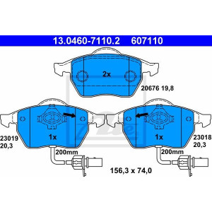 ATE 13.0460-7110.2 Brzdové platničky predné pre A4 A6 Passat Exeo Superb