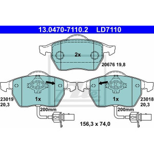ATE 13.0470-7110.2 Brake Pads Set Front for A4 A6 Passat Exeo Superb