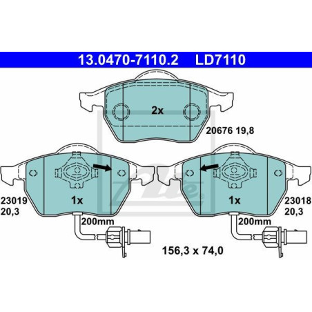 ATE 13.0470-7110.2 Brake Pads Set Front for A4 A6 Passat Exeo Superb
