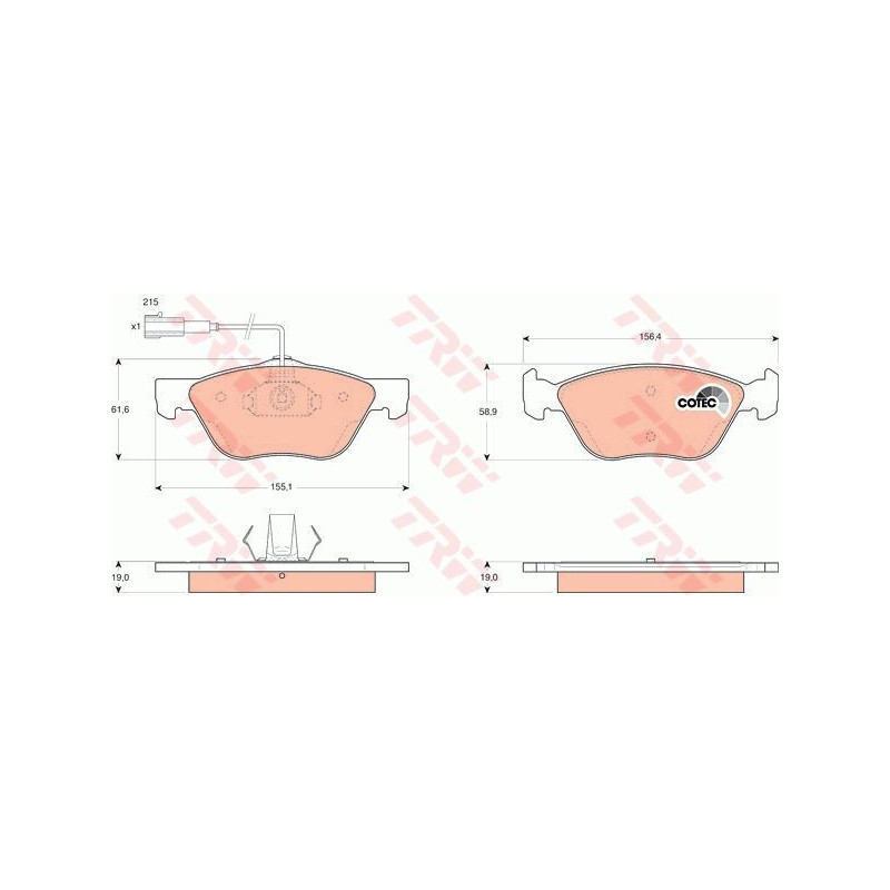 Brake Pads Set Front for Alfa Romeo Fiat Lancia TRW GDB1445