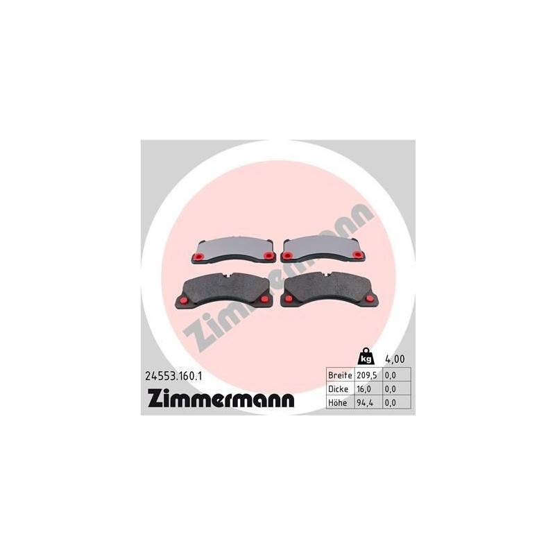 Pastiglie freno Anteriore per Porsche Volkswagen ZIMMERMANN 24553.160.1