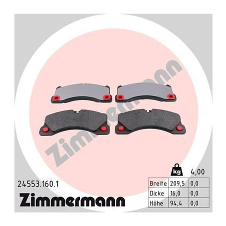 Pastillas de freno Delantero para Porsche Volkswagen ZIMMERMANN 24553.160.1