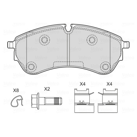 VALEO 601762 Brzdové destičky Přední pro  Zadní pro