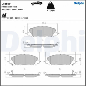 DELPHI LP3699 Pastiglie freno Anteriore per