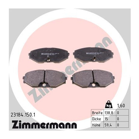 ZIMMERMANN 23184.150.1 Brzdové platničky Predné pre