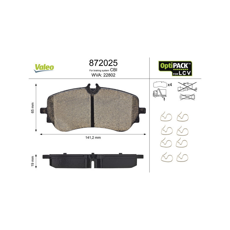VALEO 872025 Plaquettes de frein Arrière pour