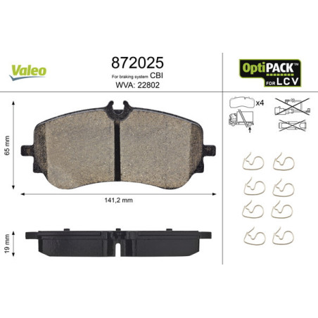 VALEO 872025 Brzdové destičky Zadní pro