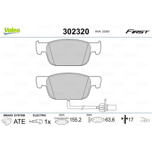 VALEO 302320 Brzdové platničky Predné pre
