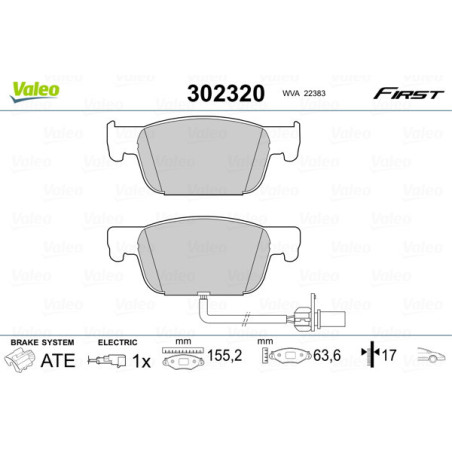 VALEO 302320 Pastiglie freno Anteriore per