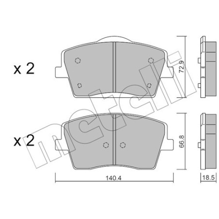 METELLI 22-1186-0 Brzdové platničky Predné pre