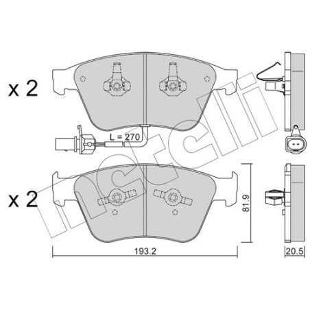 METELLI 22-1253-0 Pastillas de freno Delantero para