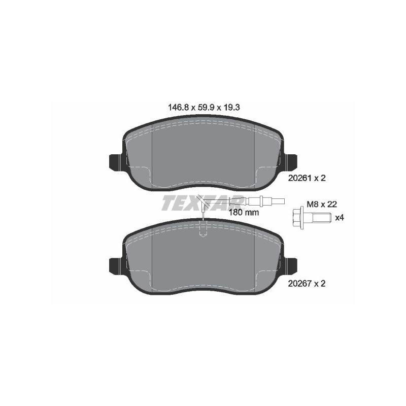 TEXTAR 2026101 Brake Pads Set Front for Expert JUMPY Scudo 807 C8 Phedra Ulysse