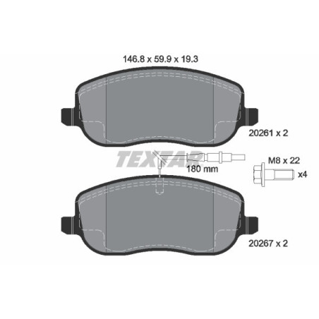 TEXTAR 2026101 Pastiglie freno anteriore per Expert JUMPY Scudo 807 C8 Phedra Ulysse