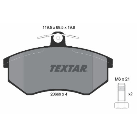 TEXTAR 2066921 Klocki hamulcowe przód dla 80 A4 90 Cabriolet 100 Coupe A3 Tiggo