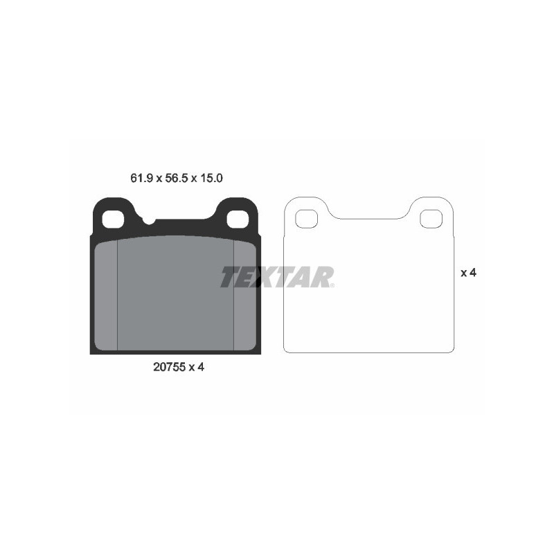 TEXTAR 2075506 Brzdové destičky zadní pro Volvo 740 240 940 850 760 960 S70 140 V70 C70