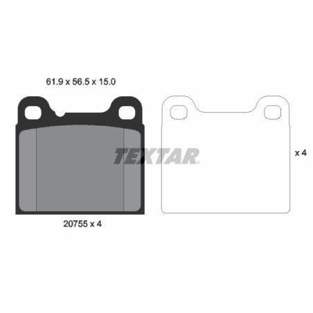 TEXTAR 2075506 Klocki hamulcowe tył dla Volvo 740 240 940 850 760 960 S70 140 V70 C70 260