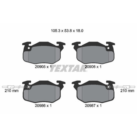 TEXTAR 2090506 Pastillas de freno delantero para 19 405 205 309 305 11 18 21 Clio Rapid