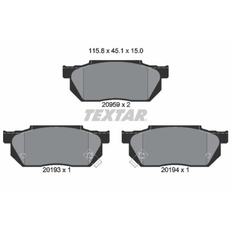 TEXTAR 2095902 Klocki hamulcowe przód dla Civic CRX Prelude City