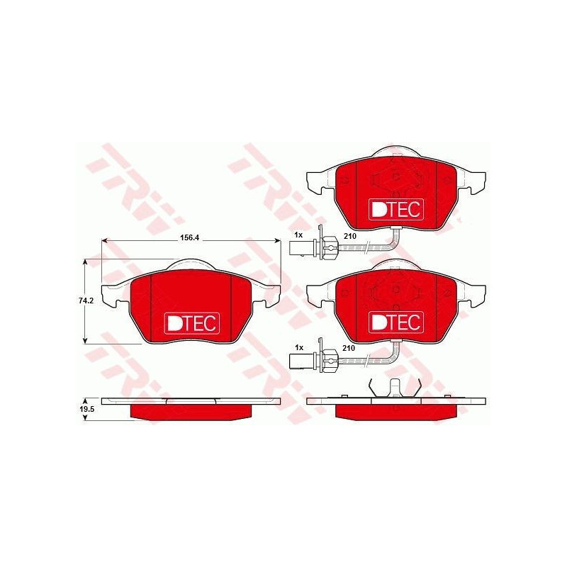 Brzdové platničky Predné pre Audi Seat Skoda Volkswagen TRW GDB1307DTE