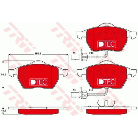 Brake Pads Set Front for Audi Seat Skoda Volkswagen TRW GDB1307DTE