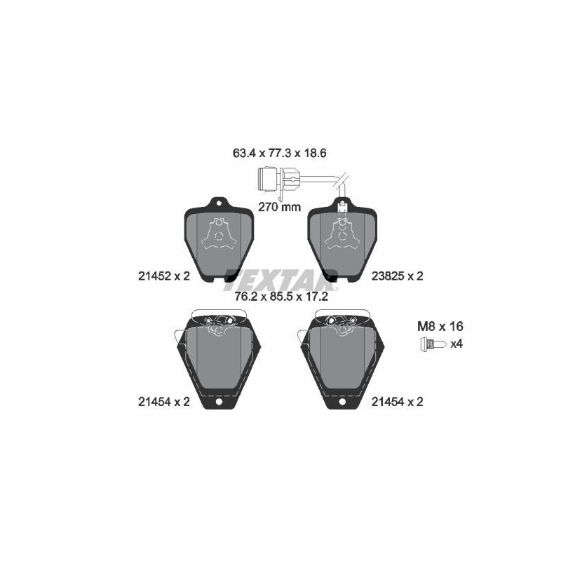 TEXTAR 2145201 Pastillas de freno delantero para Audi A8 A6 100