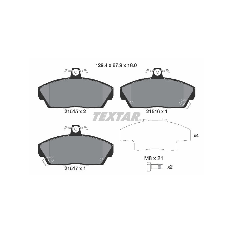 TEXTAR 2151503 Pastillas de freno delantero para 400 Civic 200 800 Concerto 45 25 MG