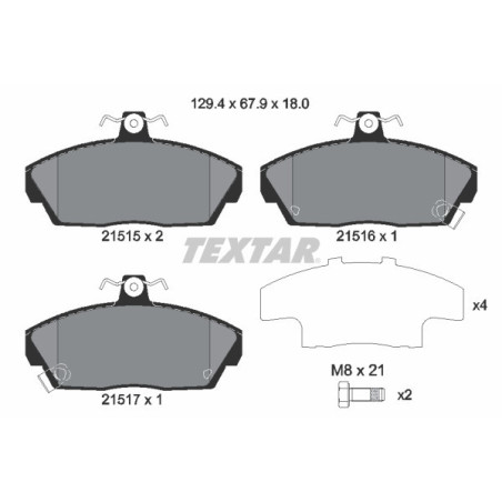 TEXTAR 2151503 Plaquettes de frein avant pour 400 Civic 200 800 Concerto 45 25 MG