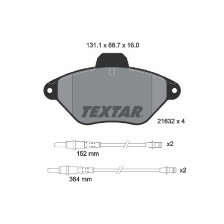 TEXTAR 2163201 Brake Pads Set Front for Citroen Xantia