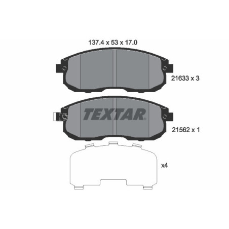 TEXTAR 2163301 Brake Pads Set Front for Nissan Maxima Sentra