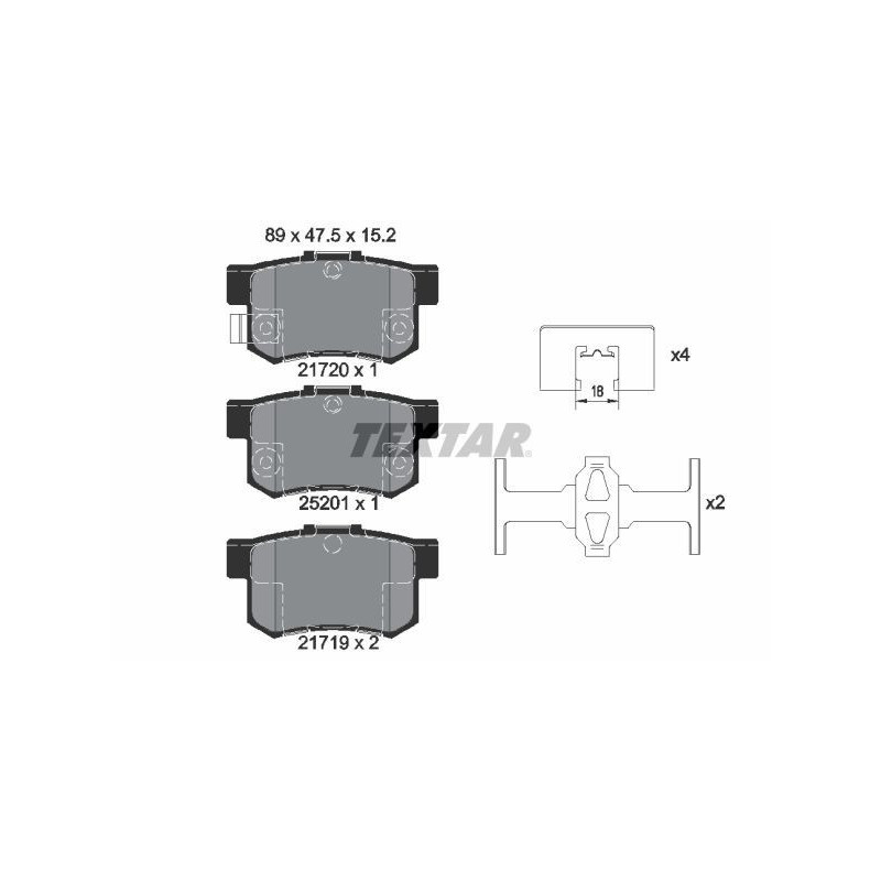 TEXTAR 2172001 Brake Pads Set Rear for SX4 Sedici Swift Civic