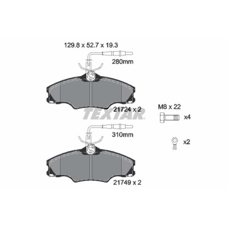 TEXTAR 2172402 Brzdové platničky predný pre Peugeot 406