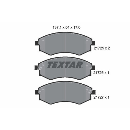 TEXTAR 2172501 Pastiglie freno anteriore per Lantra Sonata Korando Elantra Musso Coupe